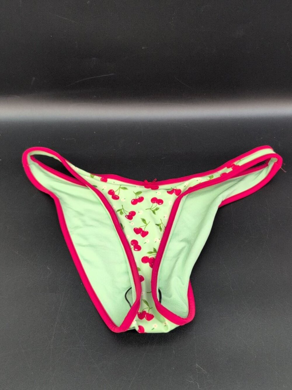 Victoria Secret Pink Frankies Bikinis Cheeky Bikini Bottom XS Green Cherry Heart